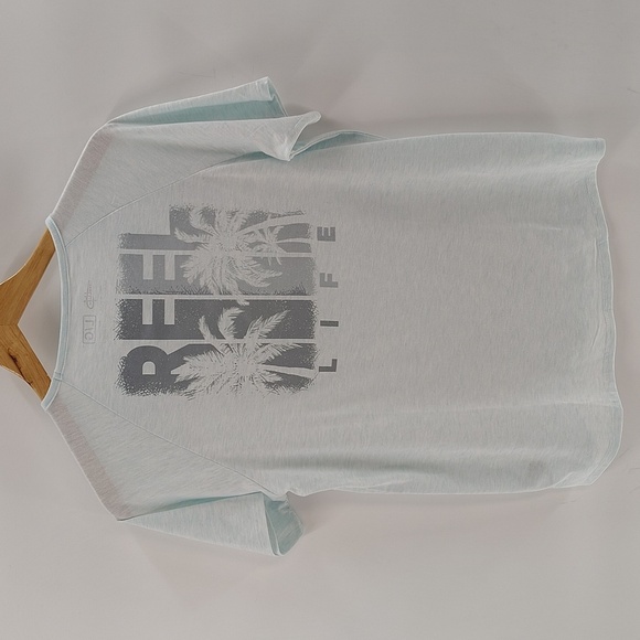 Reel Life Green Slub Tee Size Large Short Sleeve Stretch Unisex - Picture 5 of 5